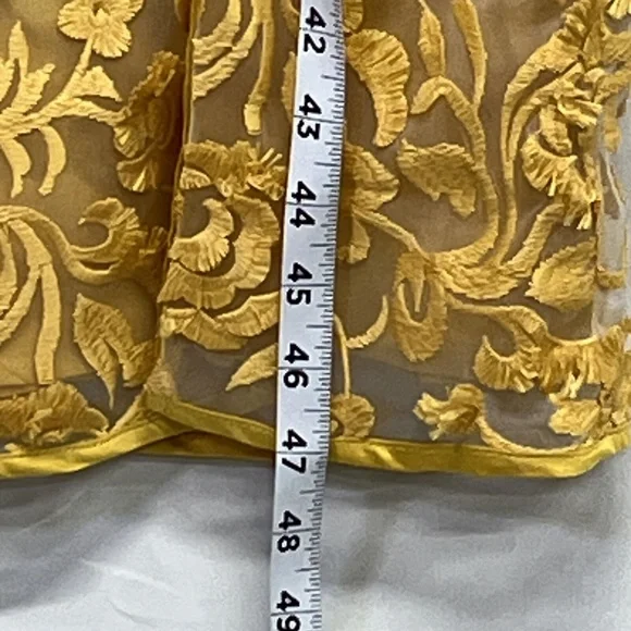 Lovers & Friends Goldenrod Floral Embroidered Mesh Spaghetti Strap Dress Medium - Picture 7 of 10